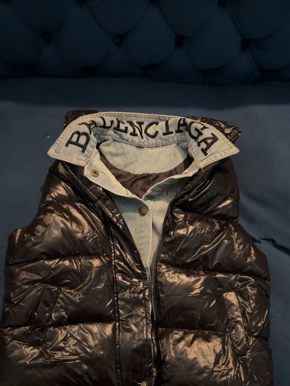 Balenciaga Light Blue Denim Jacket with Black Interior